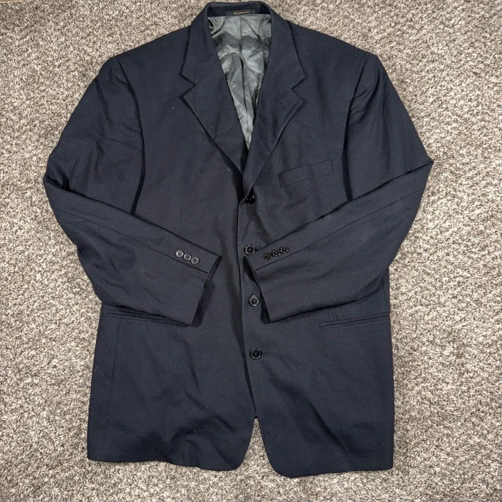Vintage Givenchy 44R Navy Blue Wool Blazer Sport Coat Mens Two Button